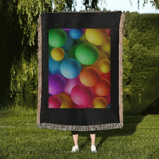 Vibrant Multi Colored Spheres Woven Blankets
