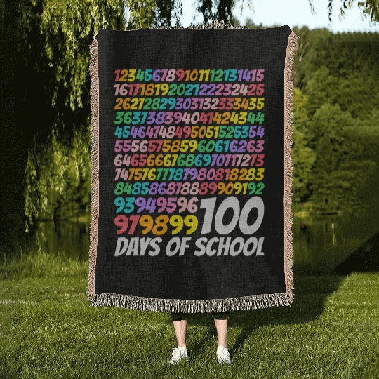 100 days of school Math Numbers 100th Days Of Scho Woven Blankets