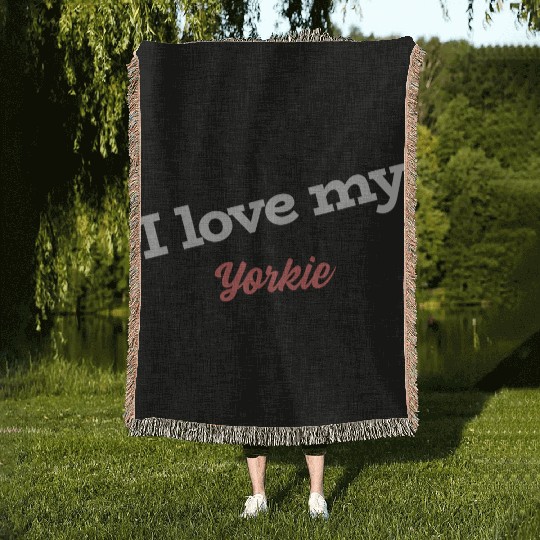 I Love My Yorkie Woven Blankets