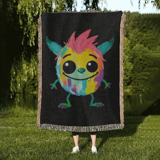 Colorful Monster Art - Cute & Playful Character Woven Blankets