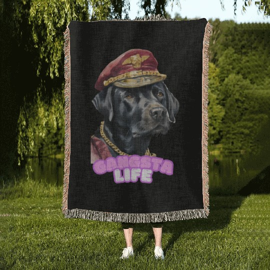 Gangsta Life Back Labrador 2 Woven Blankets