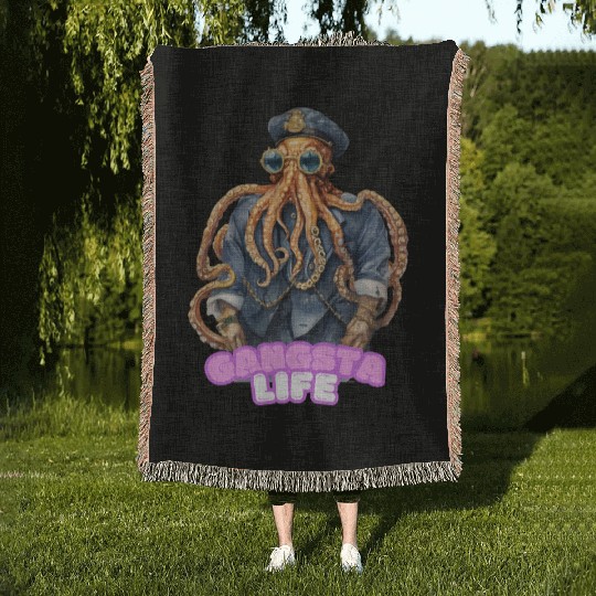 Gangsta Life Octopus Woven Blankets