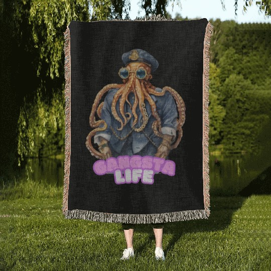 Gangsta Life Octopus Woven Blankets