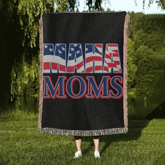 Patriotic American Mom Pride Design Woven Blankets