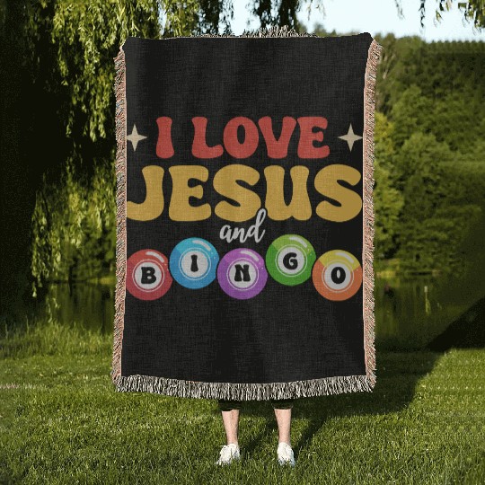 I Love Jesus and Bingo Woven Blankets
