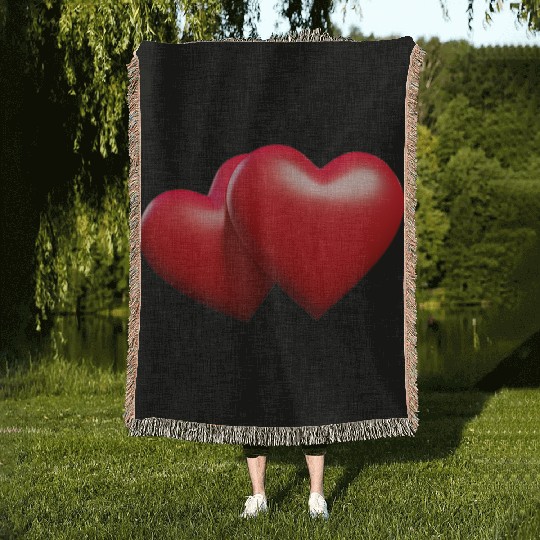 love red hearts Woven Blankets