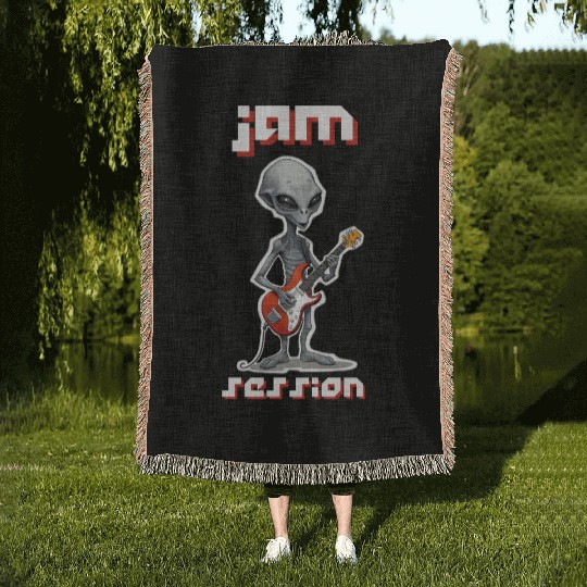 ET Playing a Guitar Woven Blankets