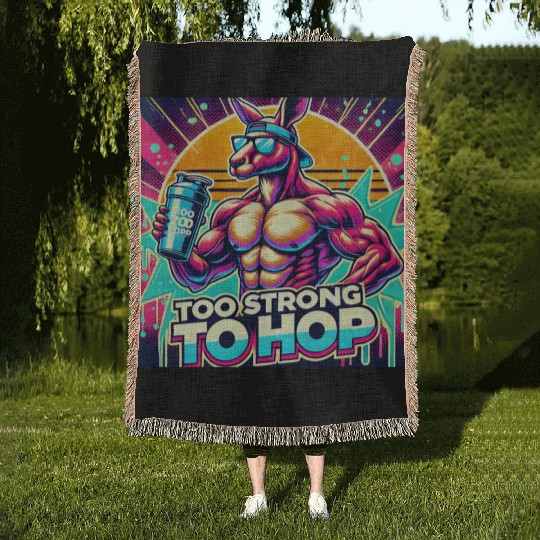 Retro Muscle Kangaroo Woven Blankets