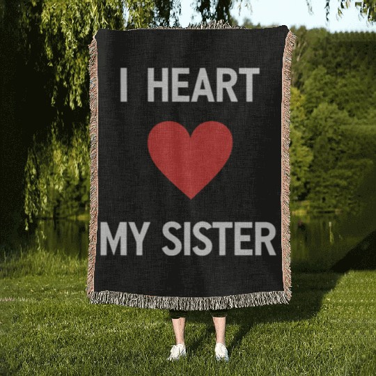 I Love My Sister Family Love Heart Gift Woven Blankets