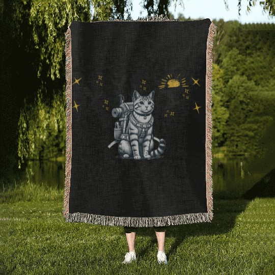 Retro Quest Fantasy Squad Broccoli Funny Cat Lover Woven Blankets