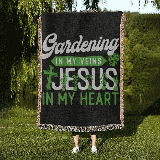 Plant Lover Gardening Jesus Faith Woven Blankets
