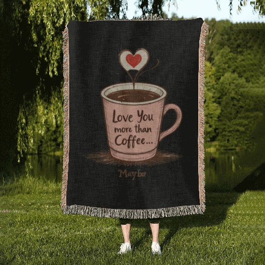 Love You More Than Coffee Retro Mug Woven Blankets