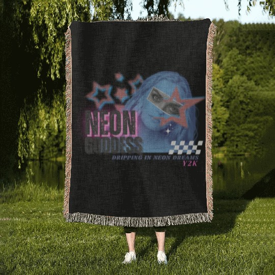 Neon Goddess Y2K Woven Blankets Design