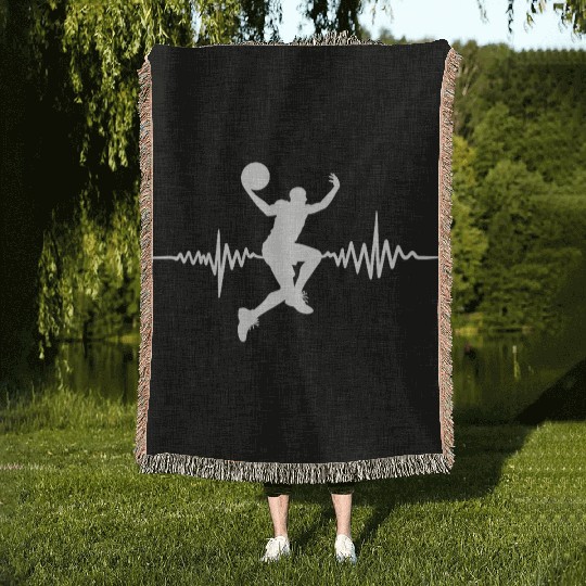 Basketball Heartbeat The hilarious best gift Woven Blankets