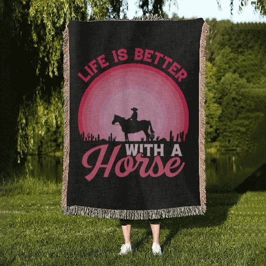 Just a Girl Who Loves Horses – Equestrian Lover Woven Blankets