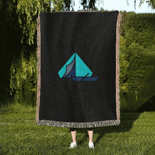 Kayak Camping blue Woven Blankets