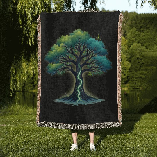Majestic Tree of Life Woven Blankets