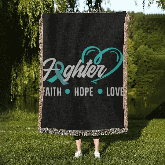 PTSD Awareness Faith Hope Love Fighter Woven Blankets