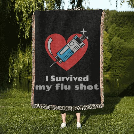 I Survived My Flu Shot Doctor Appointment Woven Blankets
