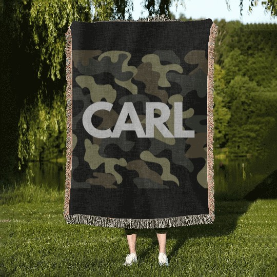 Carl Name Woven Blankets for Men Good Quality Camouflage