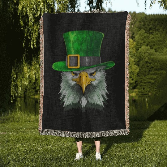 Lucky Bald Eagle St. Patrick’s Day – Irish Pride Woven Blankets