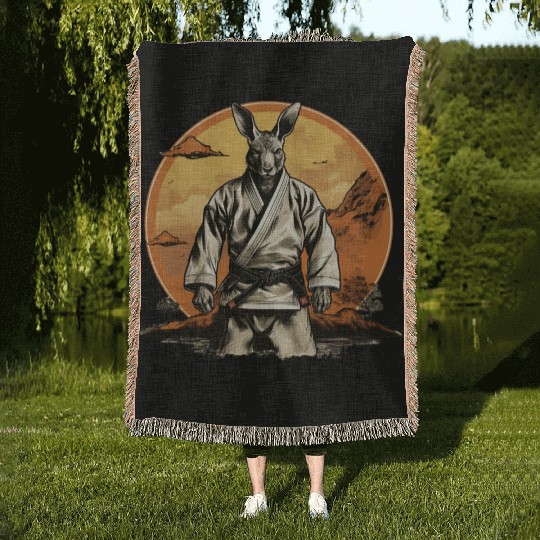 Jiu Jitsu/Judo/Karate Fighter Kangaroo Woven Blankets