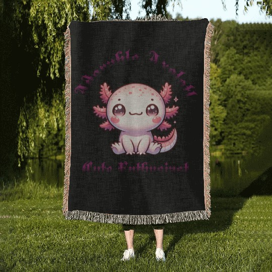 Cute Axolotl Lover Motif - Kawaii Animal - asian Woven Blankets