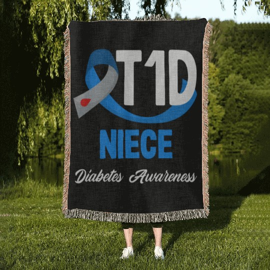 T1D Niece Diabetes Type 1 Awareness Woven Blankets