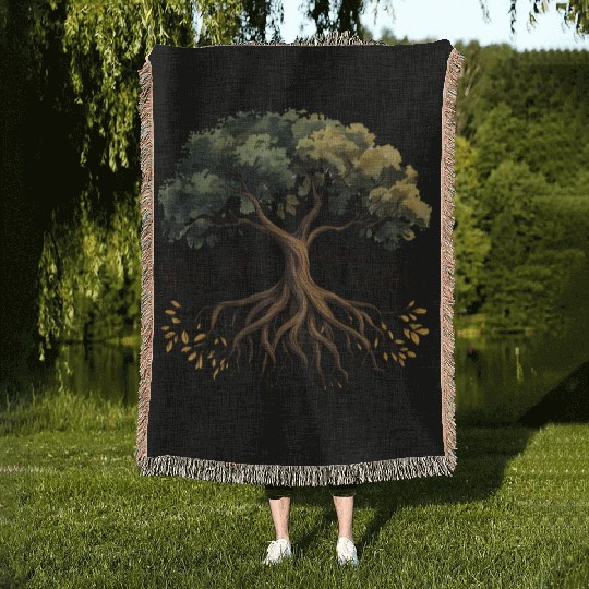 Rooted Growth - Nature's Wisdom Woven Blankets