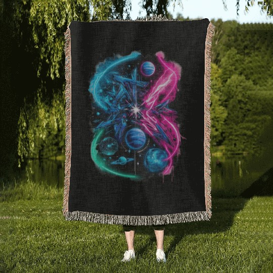 Galactic Graffiti - Street art Woven Blankets