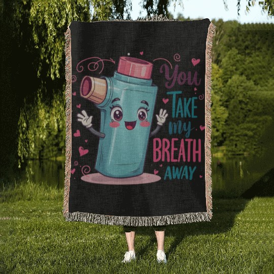 You Take My Breath Away Funny Inhaler Cartoon Woven Blankets