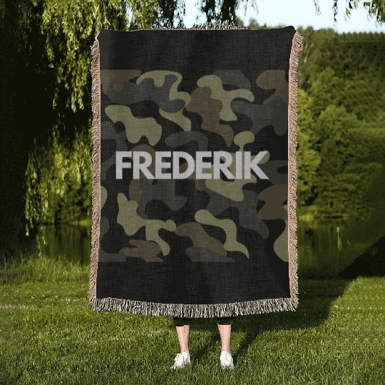 Frederik Name Woven Blankets Men Good Quality Camouflage