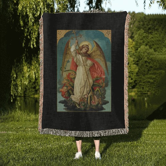Saint Michael the Archangel Woven Blankets