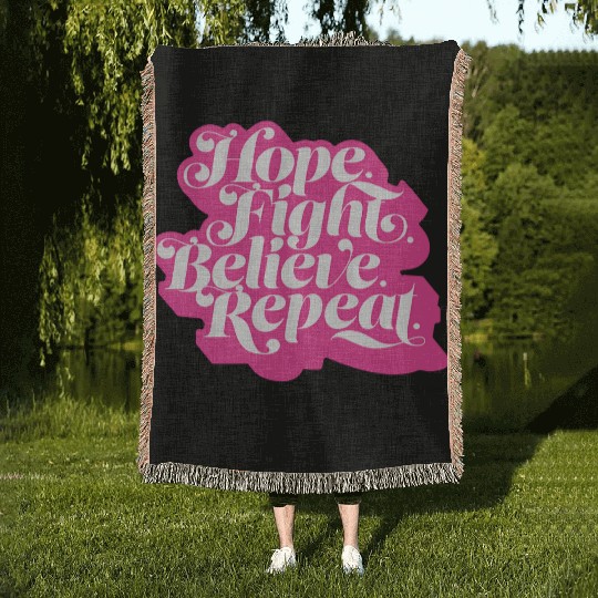 Hope Fight Believe Repeat American Cancer Society Woven Blankets