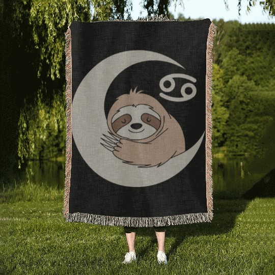 Cancer Zodiac Sloth Embrace the Calmness Woven Blankets