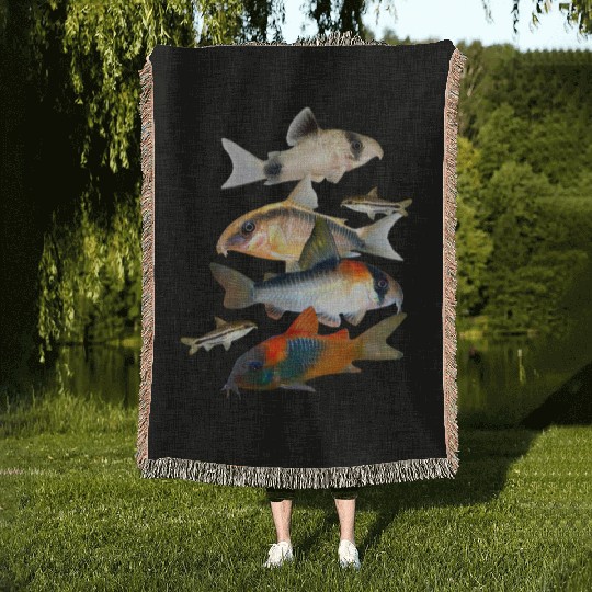 Corydoras Catfish Aquarium Fish Tank Lovers Art Woven Blankets