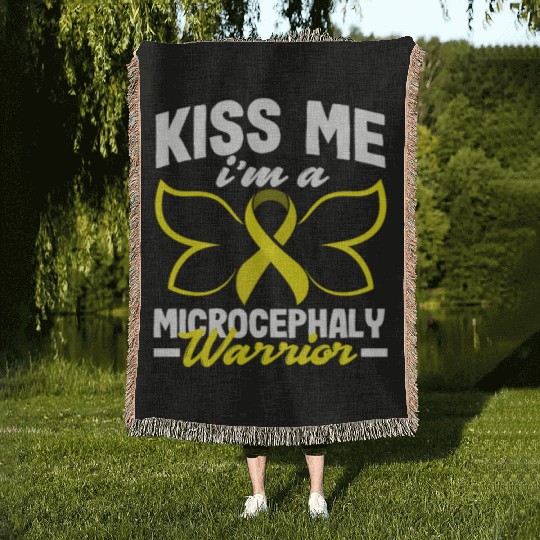 Kiss Me I'm a Microcephaly Warrior Awareness Woven Blankets