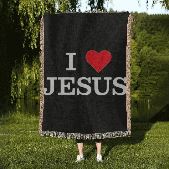 I Heart Jesus Woven Blankets