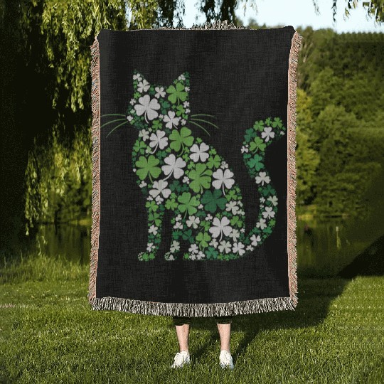 Catrick's Day – Lucky Cat Celebration Woven Blankets