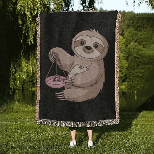 Charming Libra Zodiac Sloth With Balance Woven Blankets