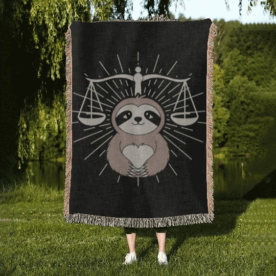 Charming Libra Zodiac Sloth Embrace Woven Blankets