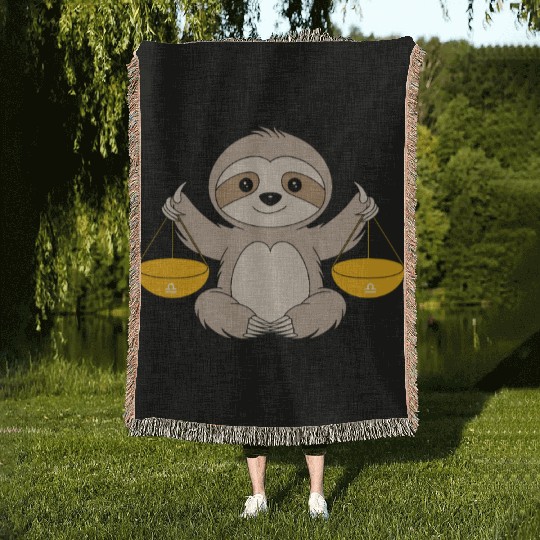 Libra Zodiac Sloth Balancing Harmony Woven Blankets