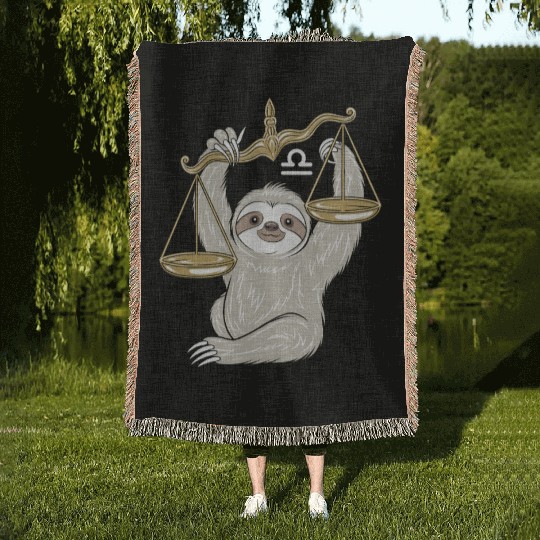 Charming Libra Zodiac Sloth Balancing Serenity Woven Blankets