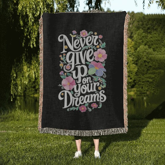 Never Give Up Cool Gym Motivation Woven Blankets