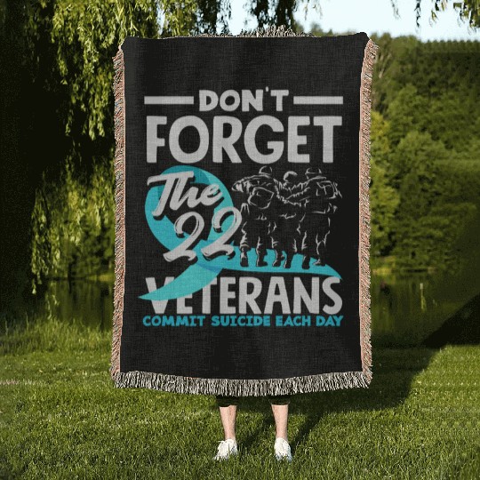 PTSD Awareness Don't Forget Veterans Woven Blankets