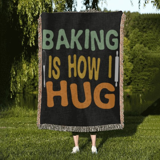 Groovy Baking Is How I Hug Baker Mom Dad chef Woven Blankets