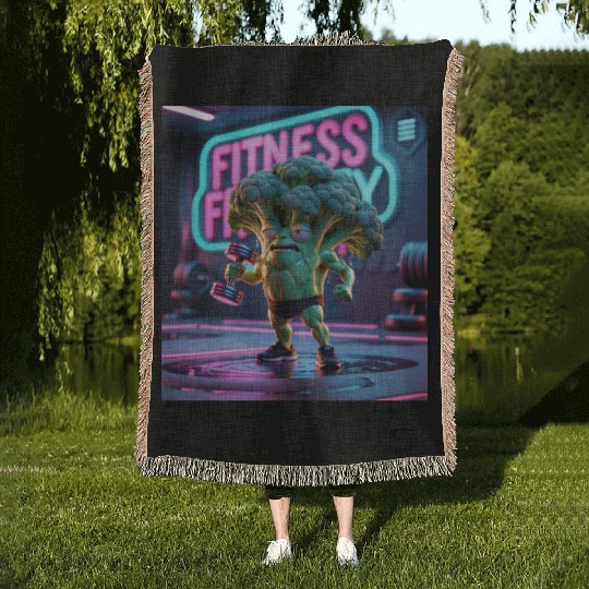 Cartoon Broccoli Gym Woven Blankets