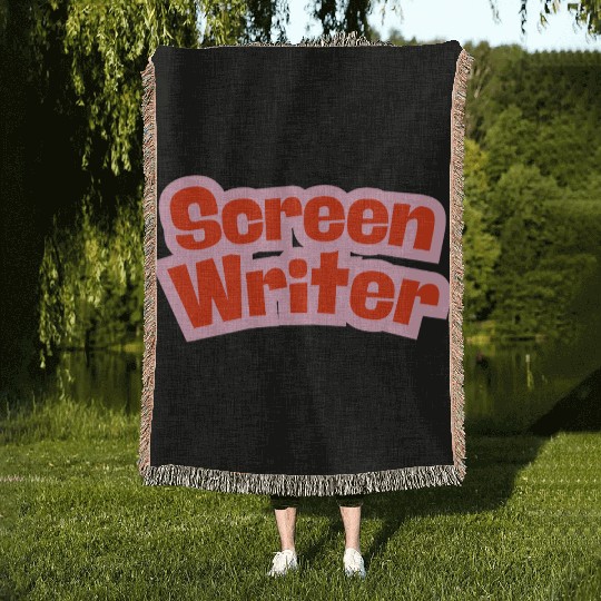 Screen Writer Red Text with Pink Border Woven Blankets