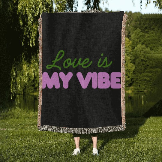 Love Is My Vibe Aesthetic Typography Woven Blankets