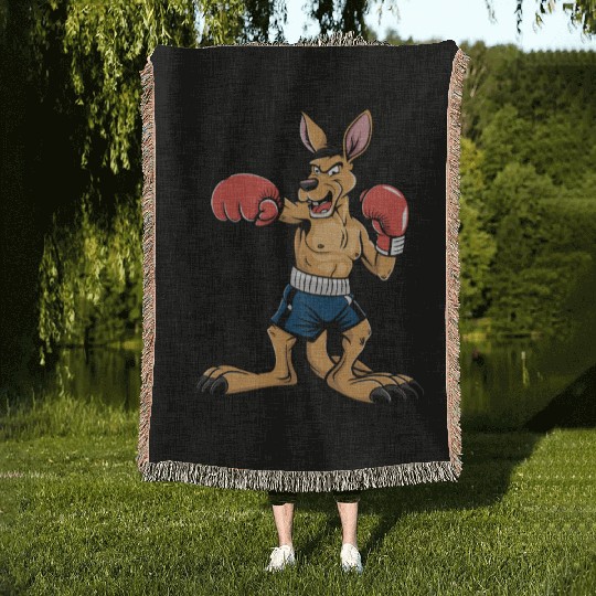 Roos Can Box Kangaroo Boxing Fun for Kangaroo Woven Blankets